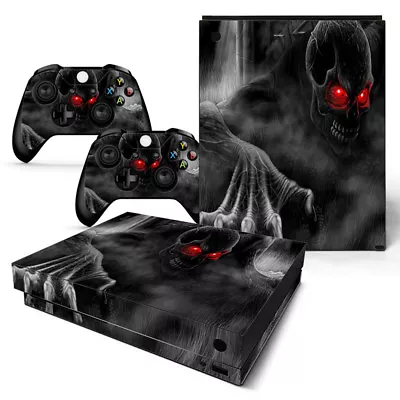 Xbox One X Skin Design Foils Sticker Screen Protector Set - Dark Skull Motif • $34.28