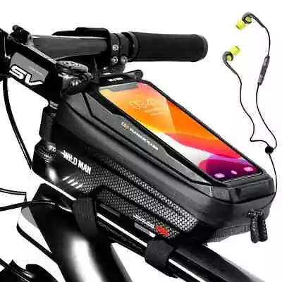 Bike Bag Frame Front Top Tube Bag Waterproof 6.6in Phone Case Touchscreen Bag • $34.70