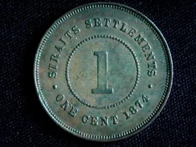 £10 • Buy 1874 H Straits Settlements British Malaysia 1 Cent Victoria
