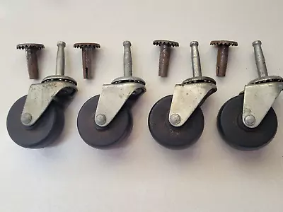 4 Vintage/Antique Swivel Wood Wheel Casters With Inserts! • $21.95