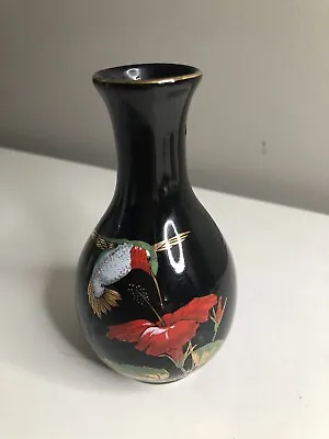 $6 • Buy Otagiri Japan Black  Hummingbird Hibiscus Gibson  Bud Vase  5”