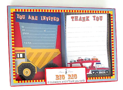 Meri Meri  Big Rig  Trucks Kids Party Invitations And Thank You Cards (8 Each) • $17.99