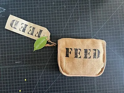 Vintage - FEED 100 Children Of The World Burlap Canvas Collapsible Tote Bag TAGS • $20