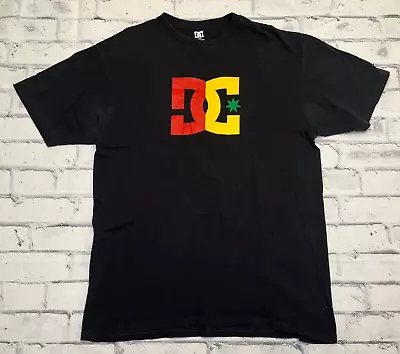 DC Shirt Men's Large Black Rasta Logo Skater Skateboarding Grunge Punk Y2k • $15.03