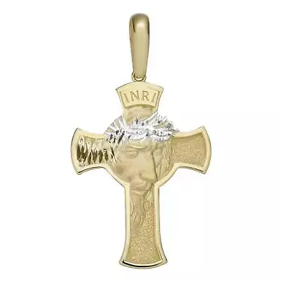 INRI Face Of Jesus Cross Pendant | 14K Yellow Gold • $429.99