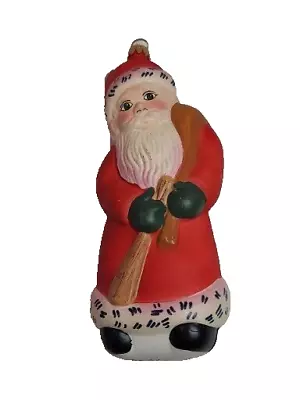 Vintage Vaillancourt Folk Art Green Glove Santa German Ornament Numbered #893 • $89.99