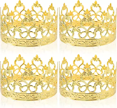 4 Pcs Mini Prinrcess Gold Crown Cake Topper For Wedding Birthday Party Cake Deco • $24.99