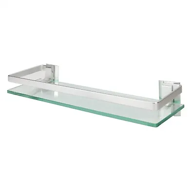 Tempered Glass Shelf With Aluminium Rail 1 Tier Wall Mounted Bathroom Shelf| M&W • £16.99