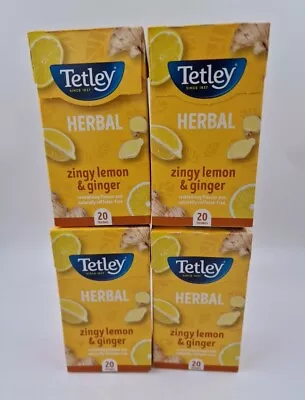 80 X Tetley Zingy Lemon & Ginger Pack Of 4 Boxes Of 20 Teabags • £14.99