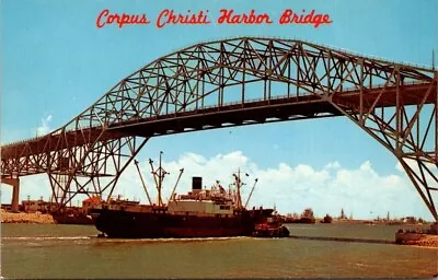 1950s Ship Passing Under Harbor Bridge Corpus Christi Texas Vintage Postcard • $6.75