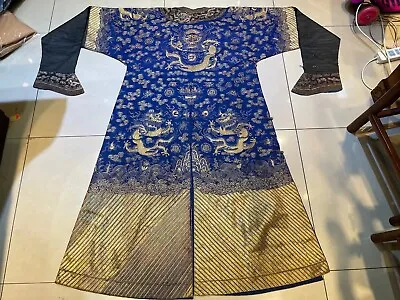 Antique Embroidered Silk Gauze Chinese Qing Dynasty Dragon Robe • $5000