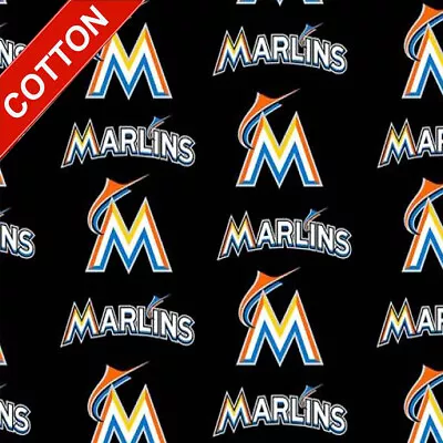 Miami Marlins MLB Cotton Fabric - 58  Wide - Sold By The Yard & Bolt • $19.95