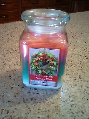 Holdiay Memories Holdiay Cheer Scented 6  Glass 3 Colors Candle With Lid NEW! • $4.25