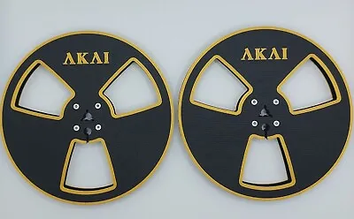 Akai Reel To Reel Tape Spools 7  3D Printed (Plastic) In Black & Gold • £34.99