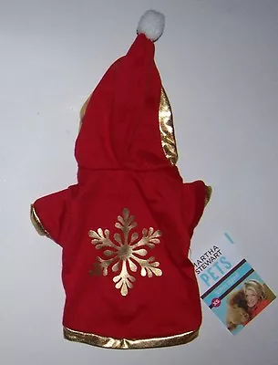 NWT Martha Stewart Pets Snowflake Dog Hoodie Fleece Red Gold - Extra Small XS • $12.99