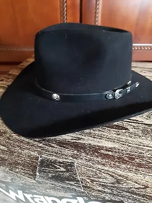 Vintage THE ROUNDUP Wrangler 5XXXXX Beaver Cowboy Hat With Original Box Black • $65.60