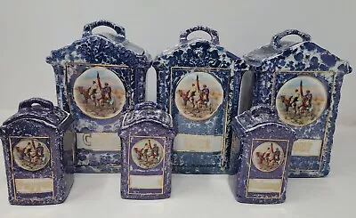 Vintage German Mepoco Ware Canisters  And Spice Jars Porcelain German  6 Pieces • $65
