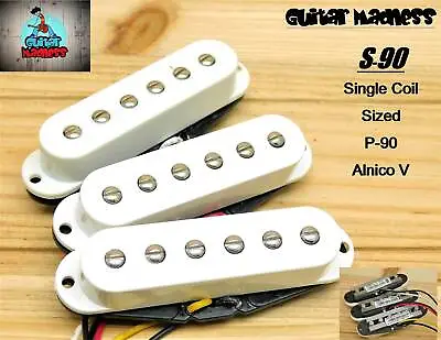 G.M. S-90's Single Coil Sized P-90's With Pole Pieces White Covers A5 • $32.95