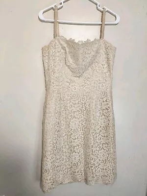 Vtg Patty Haute Couture Ivory Short Dress Wedding Hand Beaded Custom Paris 60s M • $162