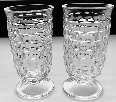 Vintage Set Of 2 Indiana Colony Whitehall Clear Parfait Glasses Cubed • $12