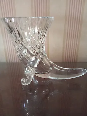 £8 • Buy Vintage Cut Glass Crystal Cornucopia Horn Of Plenty Vase