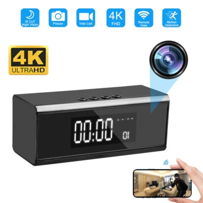 $125.03 • Buy Digital Alarm Camera Bluetooth Speaker WIFI ULTRA HD 4K Night Vision Spy Hidden