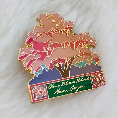 Vtg 1998 Macon Georgia Cherry Blossom Festival Souvenir Enamel Lapel Pin • $8.79