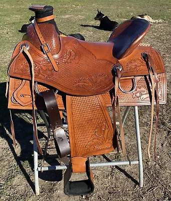 17   Slick Seat Square Skirt Wade Western Saddle W/ Matching Tack • $375