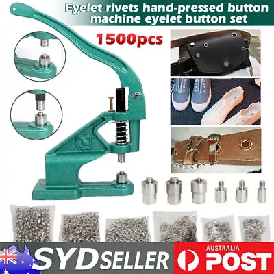 Grommet Eyelet Hole Punch Machine Hand Press 3 Dies W/ 1500pcs Grommets 6mm-12mm • $51.99