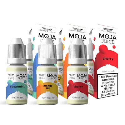 Liberty Flights Moja Juice E-Liquid 10mg 20mg Vape Juice 10ml Nic Salt Pack Of 3 • £9.99