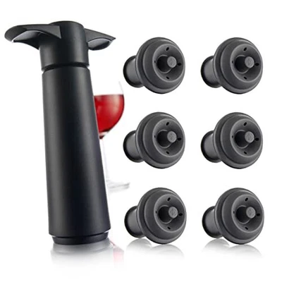 $45.51 • Buy Vacu Vin Wine Saver Pump Black With Grey Stoppers 0980450-MMP