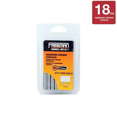 1 In. 18-Gauge Glue Collated Narrow Crown Staples (1000 Count) • $8.86