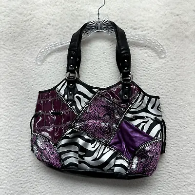 Y2K Vintage Claire's Bimbo McBling Purse Bag Purple Zebra Croc Snakeskin • $31.45