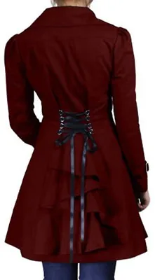 £53.32 • Buy 22 Or 26 Plus - Burgundy NEW Gothic Victorian Corset Trench Steampunk Jacket