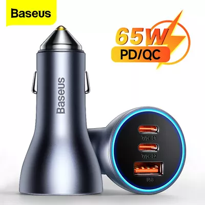 Baseus 65W USB Car Charger Type C Fast Charging Power Adapter For IPhone Samsung • $25.99