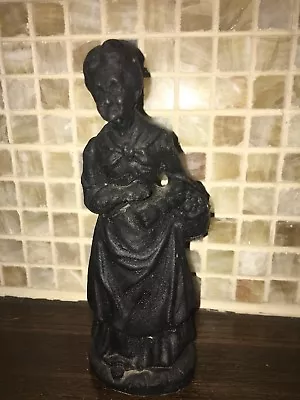 Vintage Coal? Lady With Basket Figurine Brewer’s General Store Indiana Signed • $8.80