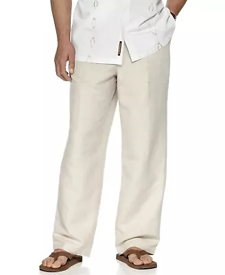 Cubavera Big & Tall Drawstring Linen-Blend 30  Length Pants Bright White 1XB NWT • $16.24