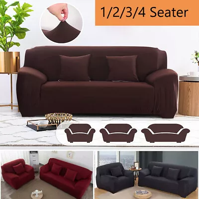 Sofa Cover 1 2 3 4 Seater High Stretch Couch Covers Lounge Slipcover Protector • $13.49