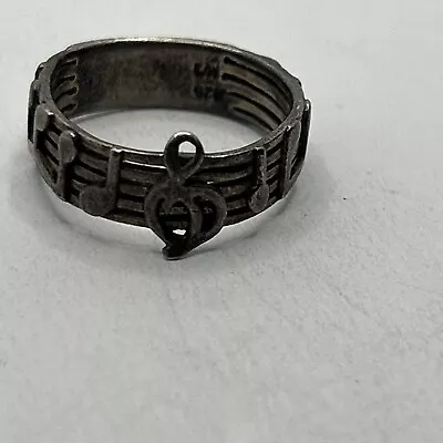 Vintage Sterling Silver Music Note Band Plain Ring Size 8 925 • $19.74