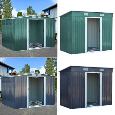 Galvanized Steel Metal Garden Storage Shed Pent Tool Sheds House With Free Base • £155.95