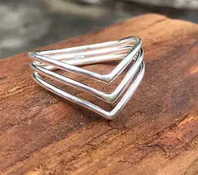 925 Sterling Silver V Chevron Ring And Band Ring Handmade Jewelry Ring All Size • $10.92