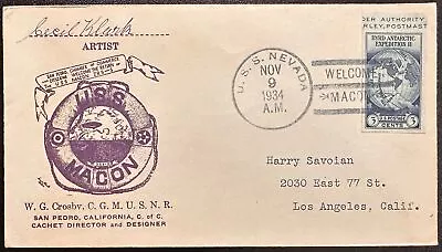 US #735a Macon Commem USS Nevada Artist Signed (mellone Cat 11/9/34-15) *d • $53