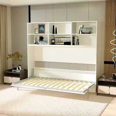 Modern Twin Size Murphy Bed W/ 2-layer Storage Rack Wall Bed For Guestroom • $1323