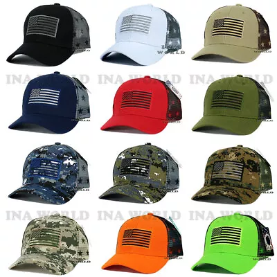 USA American Flag Hat Tactical Operator Military Flag Mesh Snapback Baseball Cap • $12.85