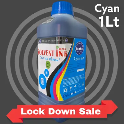 $79.99 • Buy 1Lt Eco Solvent CYAN Ink For Roland, Mutoh, Mimaki, Agfa SOLJET Wide Printers 