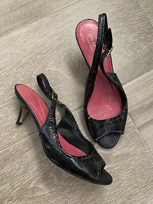 Kate Spade Shoes Heels Pumps Vintage Women’s Slingback Patent Leather Black 8 B • $11.94