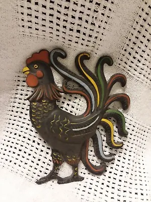 Vintage Cast Iron Metal Rooster Wall Hanging Trivet Country Home Decor Painted  • $33.25