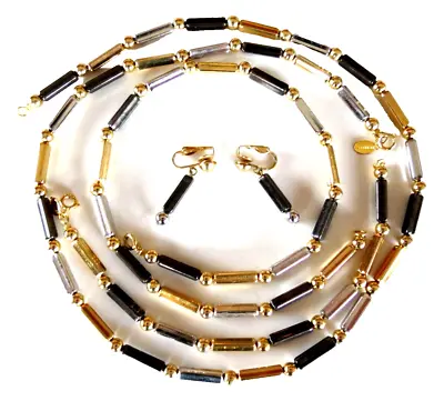 Vtg EISENBERG Signed Parure 4 Pc Set Necklace Choker Bracelet Earrings Tri Color • $64