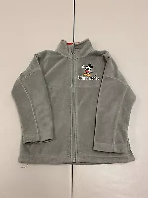 Disneyland Womens XS Gray Jacket Full Zip Fleece Mickey Mouse Chest Logo Pockets • $2.06