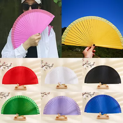 £5.03 • Buy Wooden Bamboo Hand Held Folding Fan Print Flower Portable Travel Fans Decoration